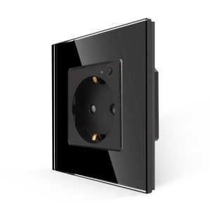 16A Germany socket modular with led indicator and on/off small button, with WIFI function Black